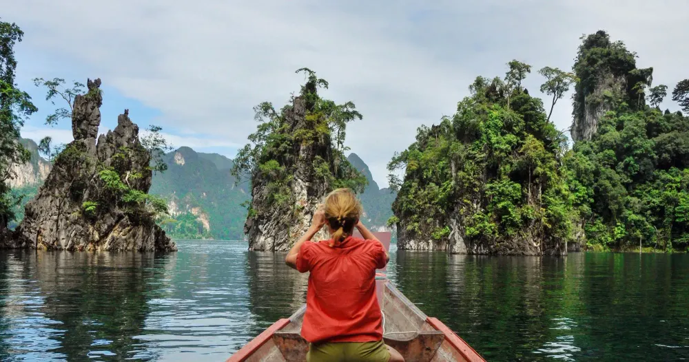 woman on river boat tour